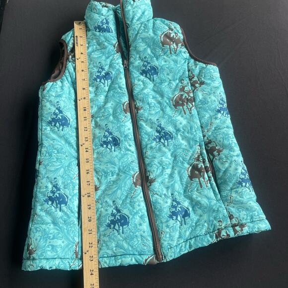 Cheekys Womens Puffer Vest Small Full Zip Horse Equestrian Ranch Cowgirl Rodeo - Picture 13 of 14